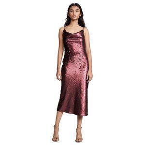 NWT Keepsake No Signs Berry Sequined Midi Dress